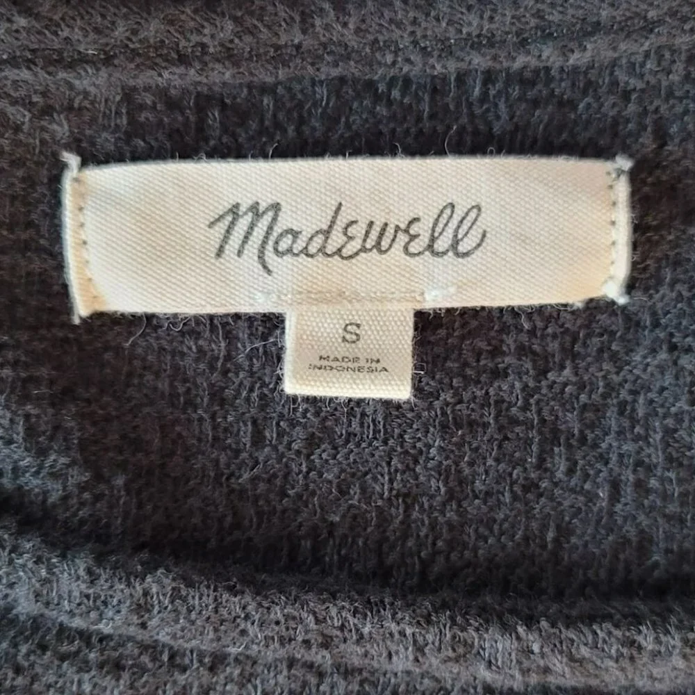 Madewell Textured Knit Black Balloon Sleeve Sweater Womens Small